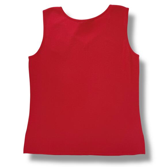 Ming Wang V Neck Acrylic Shell Tank Top Shirt Womens Size Medium Deep Pink Coral - Picture 2 of 7